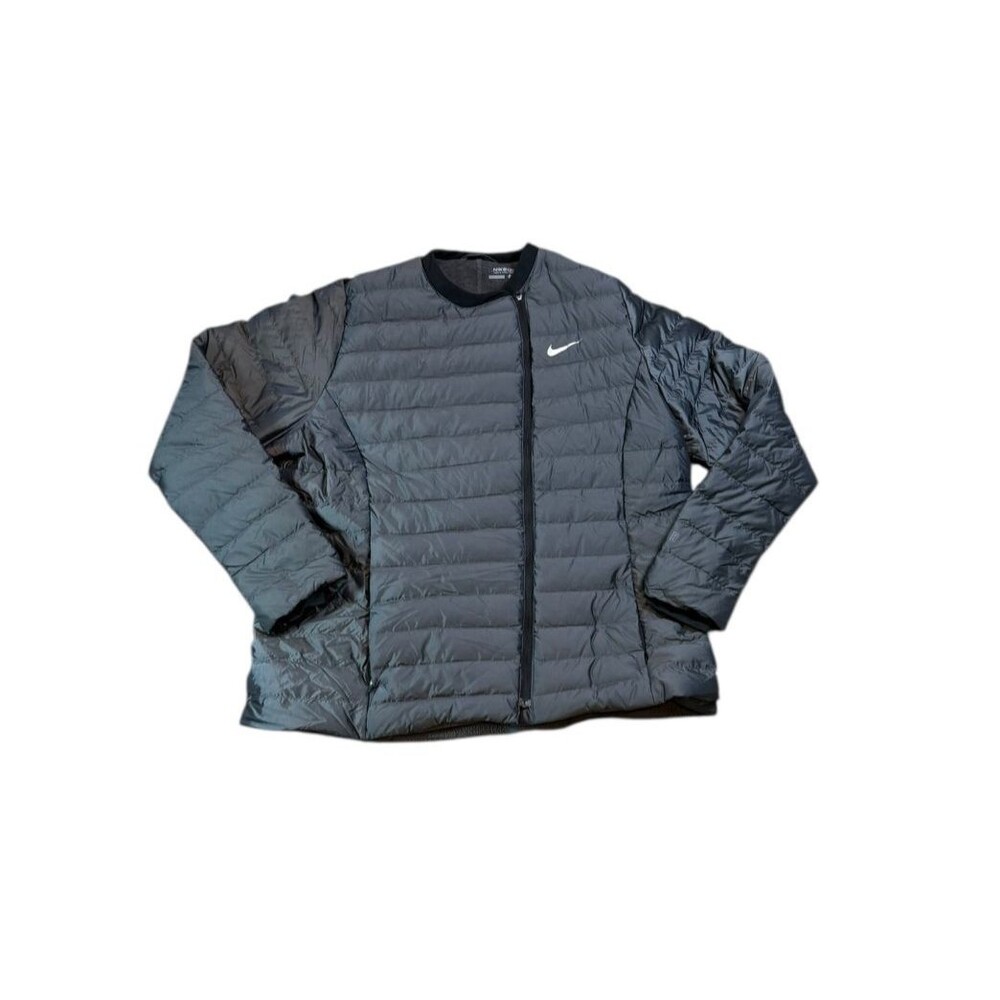 Nike Golf 700 Goose Down Puffer Jacket Women's Size XL Gray-Black-Assymetrical